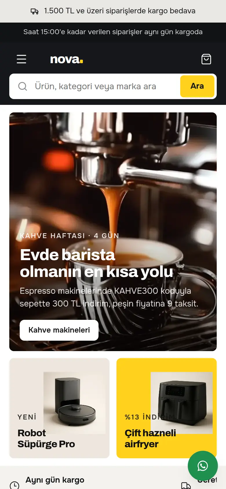 Aynı mağazanın Voltaj temasıyla mobil vitrini